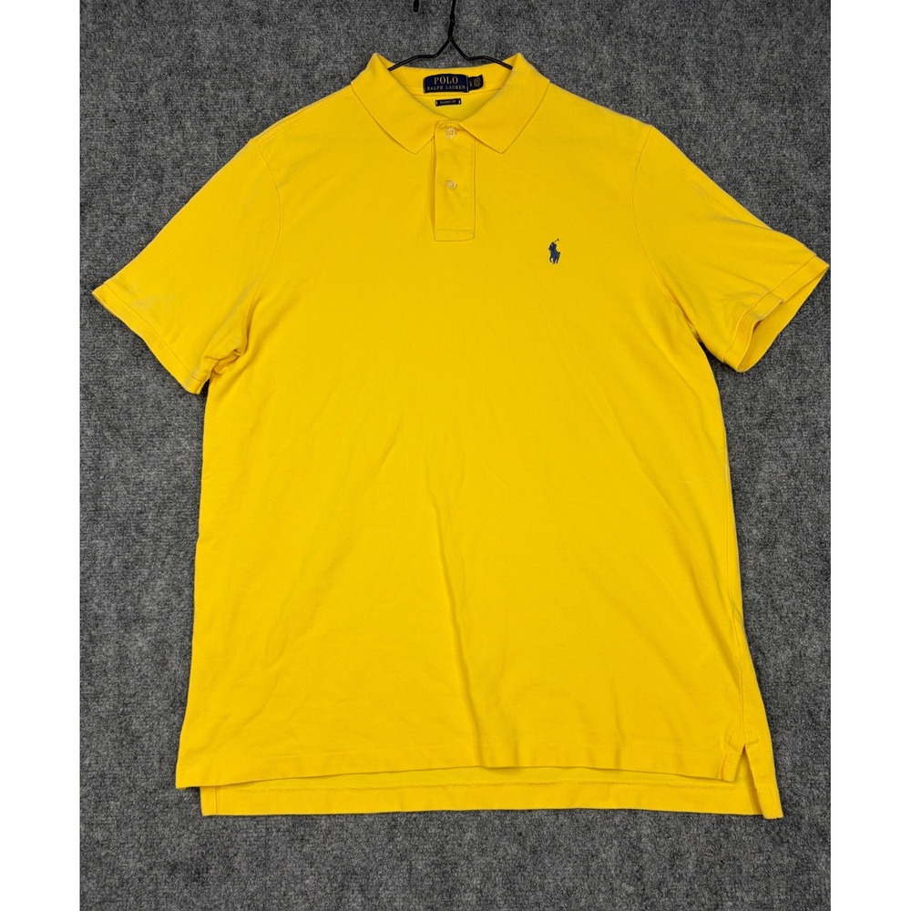 Polo Ralph Lauren Mens Classic Fit Short Sleeve Mesh Polo Shirt Yellow Large